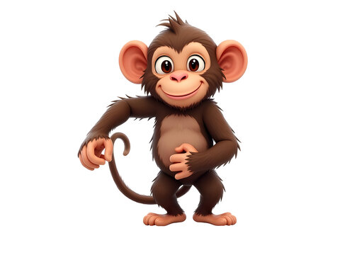 Playful Monkey: This delightful illustration portrays a charming cartoon monkey with an engaging and playful demeanor. The monkey stands with a joyful expression, radiating happiness and energy.