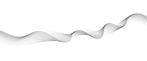 Flowing Dot Wave halftone gradient pattern on transparent background	
