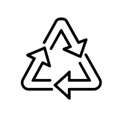 Recycling icon vector with universal arrow loop design. Ideal for eco projects, sustainability apps, waste management signs, packaging labels, and environmental campaigns.