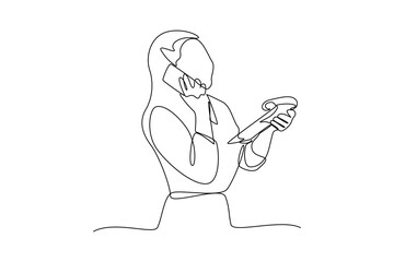 Engineer. the woman called for a quality control report. Hand drawn style vector design illustrations.