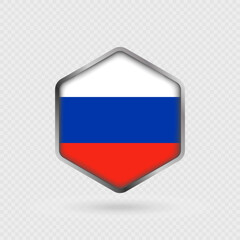 Russia Flag Icon in Hexagon Shape.
