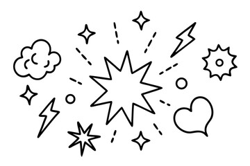 Minimal Comic Style Icon Pack – Hand-drawn Manga Emotion & Action Elements