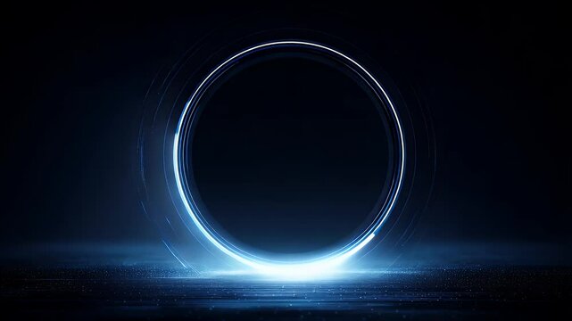 Abstract glowing circle on a dark background, symbolizing infinity and technology, ideal for digital art