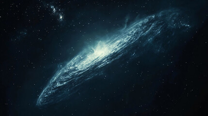 Fototapeta premium The spiral galaxy glows brightly in the dark expanse of space, filled with stars.