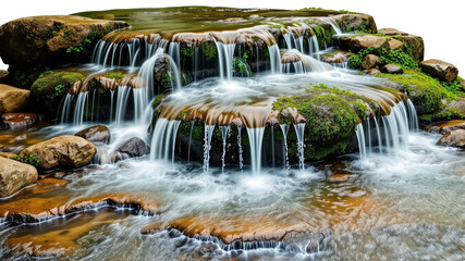 Waterfall PNG, waterfall PNG transparent images, waterfall in the forest, waterfall white isolated background