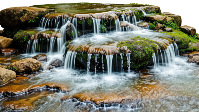 Waterfall PNG, waterfall PNG transparent images, waterfall in the forest, waterfall white isolated background
