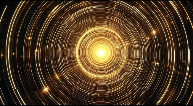 Circular light trails that follow an expanding pattern, eventually merging into a central glowing point