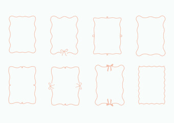 Collection of hand drawn trendy doodle frames lines ,Vector set of simple decorative frames, Set of whimsical hand-drawn frames with wavy squiggle curly ribbons in trendy, vintage styles 