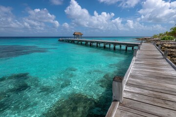 Obraz premium Beach pier turquoise ocean tropical destination paradise