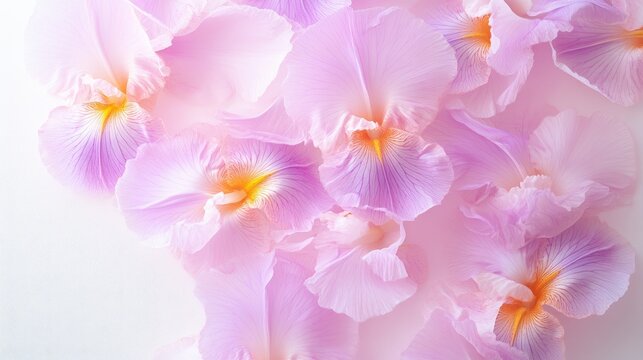 Soft pink iris flowers are creating a beautiful and delicate floral background texture