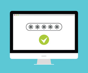 Successful login to the system. Correct password. Vector illustration