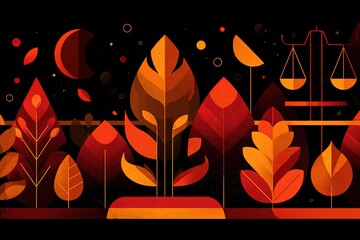Autumn Equinox in falling leaves symmetry and seasonal balance
