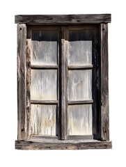 Old weathered wooden window isolated on transparent background