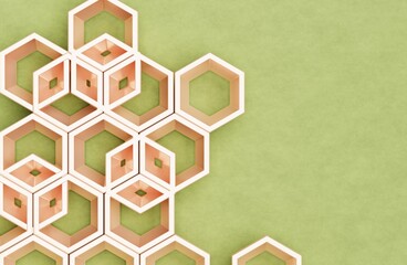 Background with hexagons and copy space 3D render 