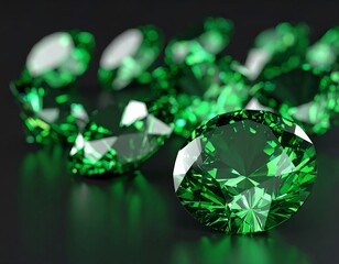 Emerald gems on dark background