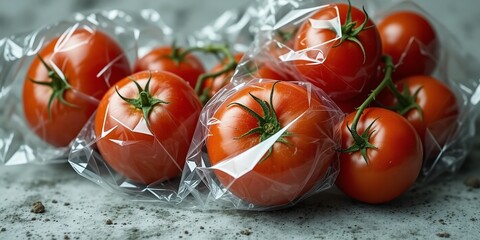 Sleek Tomato Texture, Airtight Packaging, Studio Shot