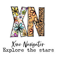 Xeno Navigator Explore the Stars Design with Flowers and Leopard Print