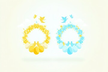 Spring Equinox themed minimal vector with floral balance elements
