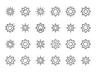 Glowing Silhouette of Settings Gear Icon on White Background – Minimalist Configuration Symbol for Tech, System, and Web Applications