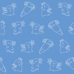 Outline Vector Axolotl Pattern Illustration Seamless for Wallpaper Background Cover Packaging