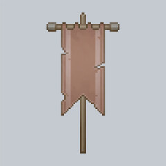 red rusted flag in pixel art style