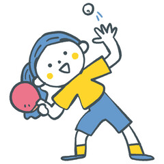 卓球を楽しむ女の子　ストックイラスト素材
