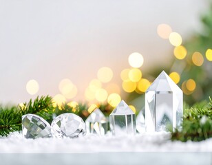Crystals and snow, holiday decor