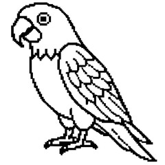 Parrot Pixel line art vector