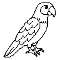 Parrot Pixel line art vector