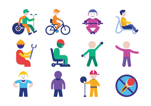 Inclusive Icons Diverse People with Disabilities Engaging in Activities