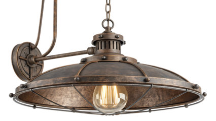  vintage industrial metal cage lights isolated on white background PNG. AI GENERATED