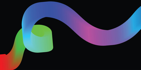 Vibrant, Abstract, Intertwined Shapes on a Black Background. Dynamic abstract design featuring intertwined, colorful, 3D-like shapes.