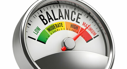 Shiny Gauge Displaying Balance at Maximum with Red Needle