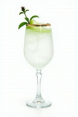 Refreshing Mocktail in Elegant Glass: A visually appealing refreshing mocktail is served in an elegant glass. The image is perfect for capturing the moment of refreshment and pleasure.
