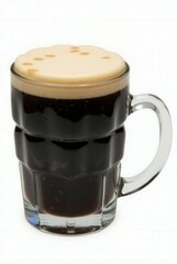 Dark Beer Delight: A close-up shot showcases a glass of rich, dark beer with a frothy, creamy head, inviting a moment of refreshment and sensory indulgence.