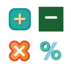 Math Symbols Icon Set – Plus, Minus, Multiply, Percentage