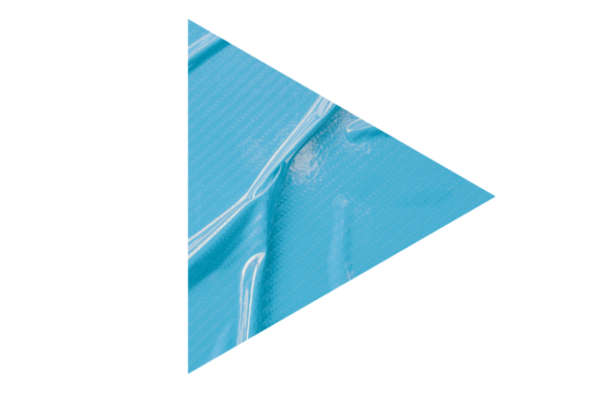 Light blue crumpled paper arrow isolated on transparent background