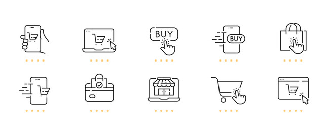 Online shopping related line icons. Editable stroke
