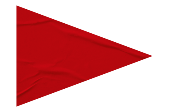 Red crumpled paper arrow isolated on transparent background