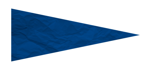 Blue crumpled paper arrow isolated on transparent background