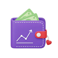Wallet with Growth Graph and Money: Financial Success and Love