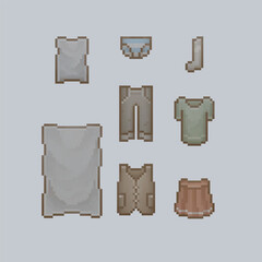 clothing and fabrics in pixel art style