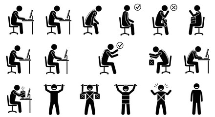 Correct and Incorrect Posture Examples for Work and Exercise