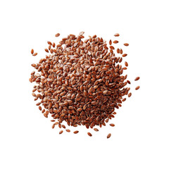 Heap of Brown Flax Seeds Isolated on Black Background