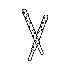 Stick Snack Outline style, chocolate coated biscuit sticks, perfect for dessert menus, packaging, and sweet celebration elements.