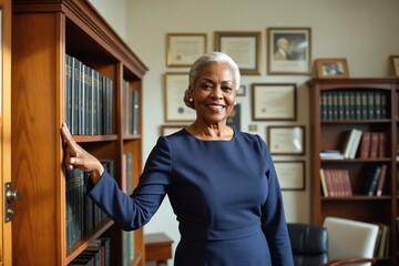 Gentle Senior African American University Dean in Her Office