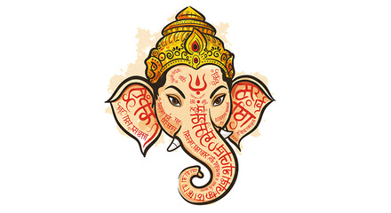 Vibrant Illustration of Ganesha, Hindu Elephant God