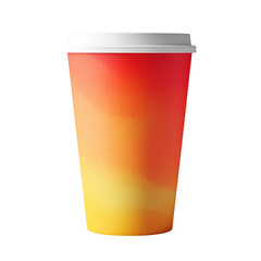 Red and yellow gradient coffee cup mockup isolated on transparent background