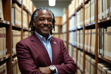 Gentle Senior African American Man in a Corporate Oral History Archive