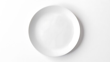 Minimalist still life featuring an empty, oval white plate against a stark white background surface.